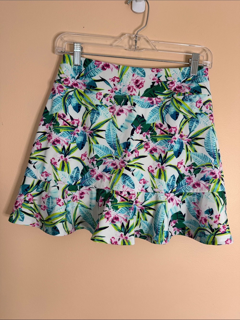 Tommy Bahama White Floral Circle Skort with Pink & Green Print